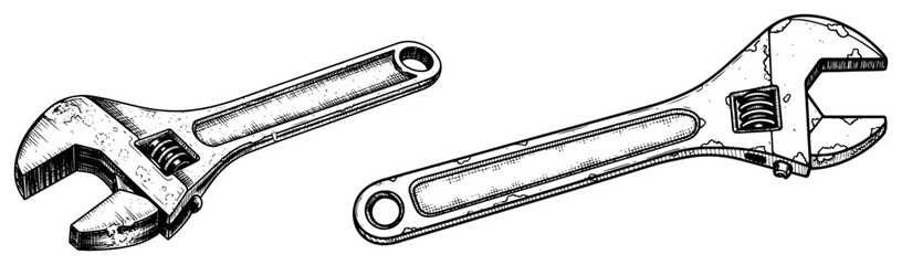 Two adjustable monkey wrench tools for repair and maintenance © AnjaliDesai