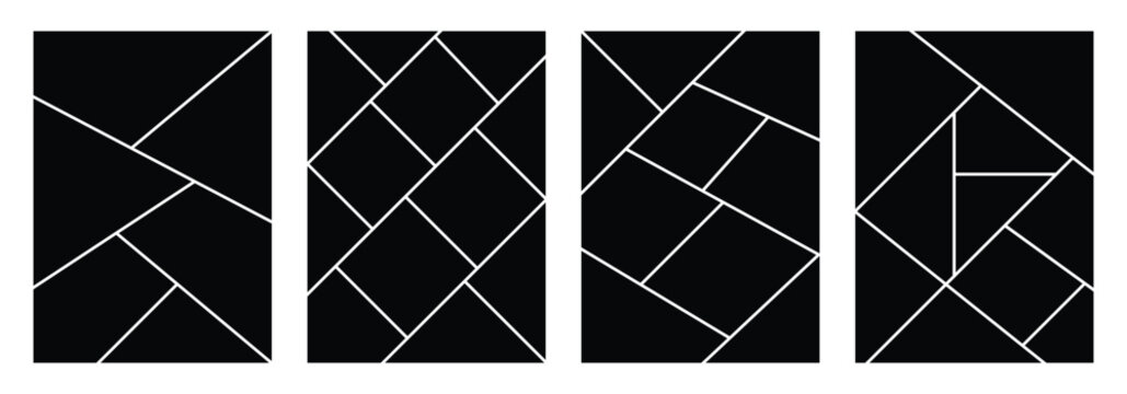 Set of collage grid manga comic book template. Blank page frame for comic book, photo collage, poster, flyer. Picture frame set. Four different types of blank template. - Powered by Adobe