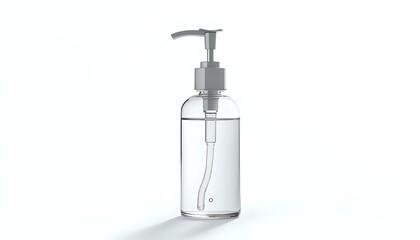 Obraz premium Clear Hand Sanitizer Bottle on White Background
