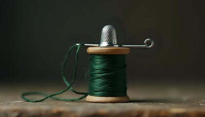 Sewing Supplies on a Wooden Surface