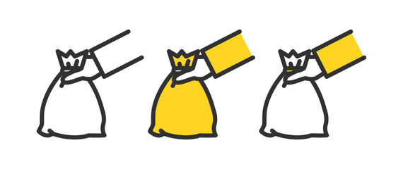 袋を持つ手。ゴミを捨てる。ゴミ袋を持つ手。Hand holding a bag. Throwing away trash. Hand holding a garbage bag.