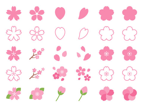桜のアイコンセット_ベクターイラスト
