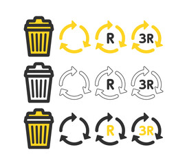 ゴミ箱。リサイクルイメージイラスト。Trash can. Recycling image illustration.