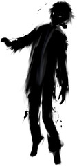 墨で描いた男ゾンビのシルエットイラスト