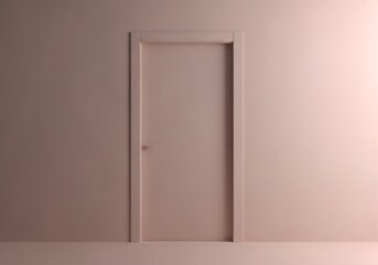 Obraz premium Minimalistic interior scene featuring a closed door in a light pink room