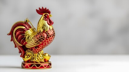 Chinese New Year Luxury Red Gold Rooster Zodiac Ornament Festive Prosperity Background