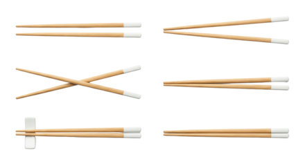 Chopsticks Collection: Various Poses and Styles on White Background