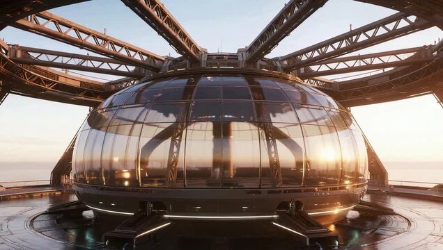 Futuristic glass dome structure