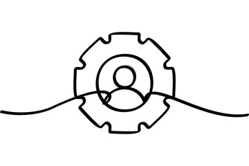 A continuous line design illustration of a profile settings icon. An interesting abstract line art design.
