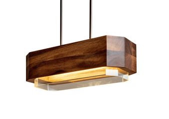 Modern pendant lamp dark wood, geometric shape, acrylic diffuser