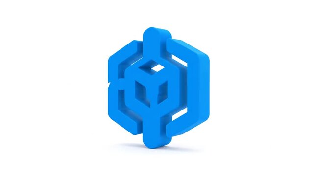 Azure geometric object on white plain