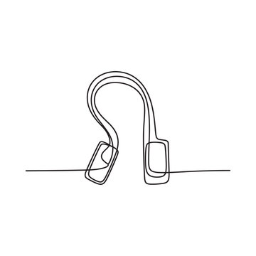 Minimalist continuous line drawing of modern wireless bone conduction headphones