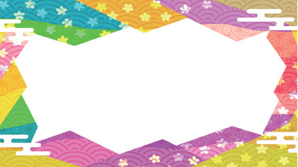 桜　フレーム　カラフル　模様　背景