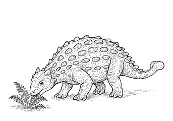 Ankylosaurus hand drawn simple sketch vector illustration