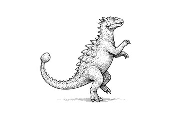 Ankylosaurus hand drawn simple sketch vector illustration