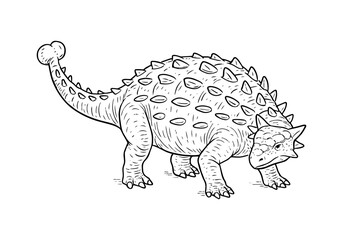 Ankylosaurus hand drawn simple sketch vector illustration