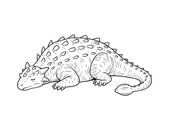Ankylosaurus hand drawn simple sketch vector illustration