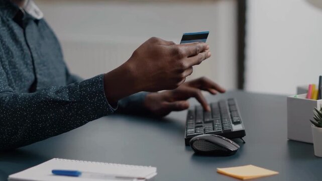 Online Shopping Payment With Credit Card On Computer Keyboard