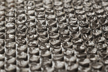 Close Up Shot of Black Plastic Bubble Wrap Foil Background Texture
