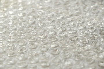 Close Up Shot of Clear Plastic Bubble Wrap Foil Background Texture