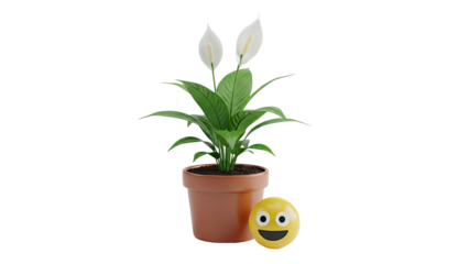 Potted Peace Lily Plant with Smiling Emoji