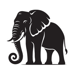 Fototapeta premium Black Elephant Silhouette Vector, High Quality Illustration on White Background
