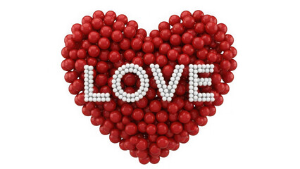 Red heart shaped love design isolated on transparent background