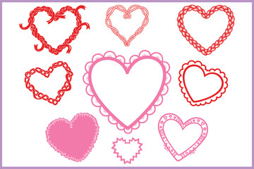 Colorful heart shapes vector clip art illustration set