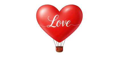 Love heart hot air balloon isolated on transparent background