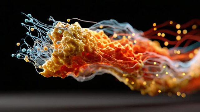 Abstract Molecular Swirl: An abstract composition of molecular structures intertwines, creating a dynamic visual narrative filled with energy and intricate patterns.