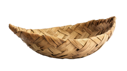 handmade weaved wicker basket or bowl isolated on white or transparent png