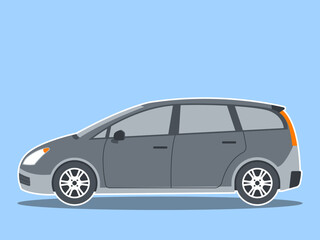A minivan also known as a Multi-Purpose Vehicle (MPV). Modern transportations illustration. Flat vector concept.	