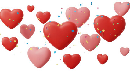 Floating hearts illustration isolated on transparent background