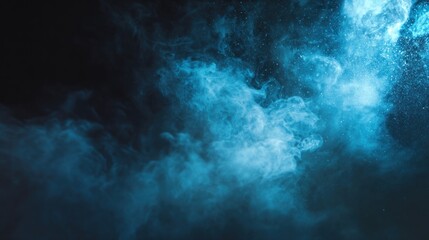 A mesmerizing display of swirling blue smoke, creating an ethereal and atmospheric effect against a dark backdrop.