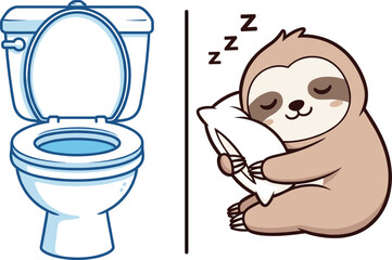 Cute Sleeping Sloth and Toilet Bowl Illustration SetCute Sleeping Sloth and Toilet Bowl Illustration SetCute Sleeping Sloth and Toilet Bowl Illustration SetCute Sleeping Sloth and Toilet Bowl Illustra