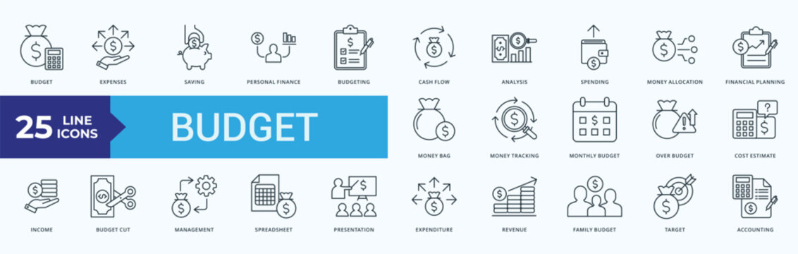 Budget Icon Illustration Vector Witbudget, expenses, saving, personal, finance, budgeting, cash, flow, analysis, spending