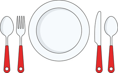 Dinner Place Setting Plate Fork Knife Spoon Vector IllustrationDinner Place Setting Plate Fork Knife Spoon Vector Illustration