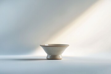 Simple Ceramic Bowl with Soft Light and Clean Background