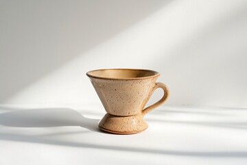 Elegant Ceramic Coffee Dripper in Soft Natural Light on White Background