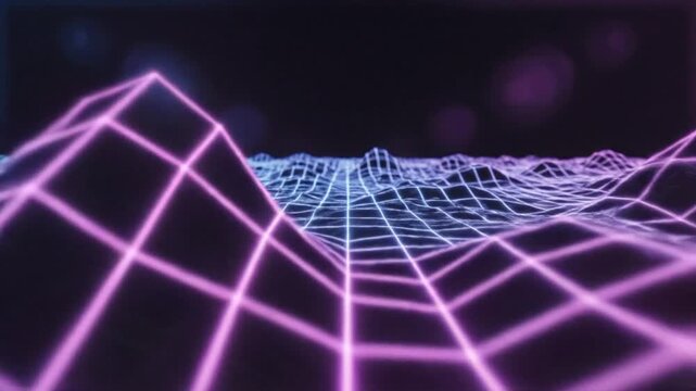 Retro Synthwave Grid Landscape - Neon Cyberpunk Aesthetic