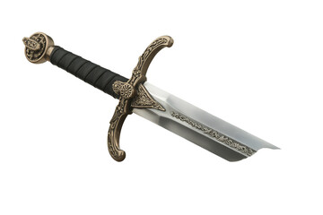 Ornate medieval fantasy sword isolated on transparent background
