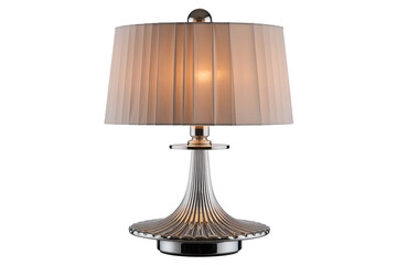 Elegant crystal table lamp with pleated shade isolated on transparent background