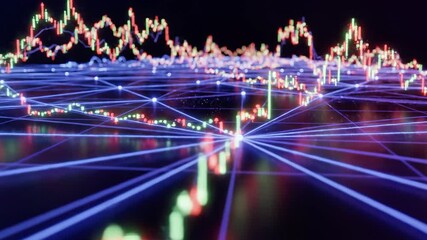 A 3D graph with multicolored lines and dots on a grid - Powered by Adobe