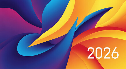 Futuristic neon glowing 2026 numbers