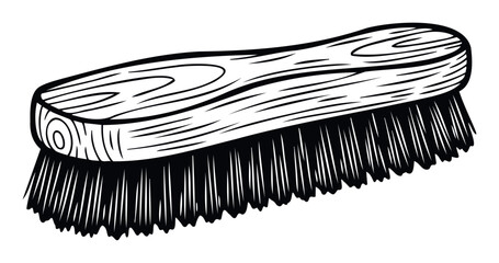 Durable utility cleaning brush featuring a classic wooden block and firm bristles, ideal for scrubbing surfaces in homes, workshops, or commercial cleaning advertisements.