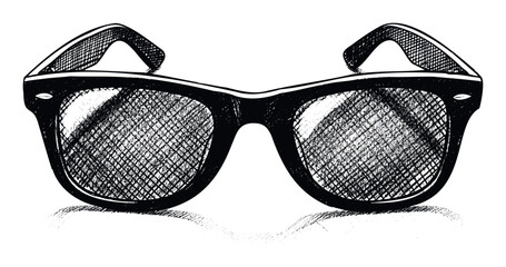 Stylish hand and pen drawn black and white sunglasses with textured lenses creating a cool casual accessory for summer fashion themes travel blogs or event promotions
