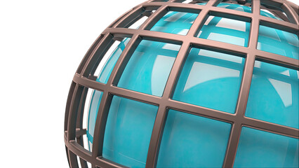 Abstract Globe with Grid and Blue Sphere