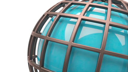 Abstract Globe with Grid and Blue Sphere