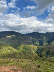 landscape with mountains and blue sky