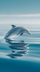 Dolphin Above Water with Reflection
